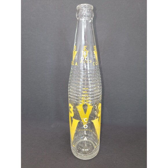 VINTAGE 3V COLA SODA BOTTLE - FULL PINT 16 OZ ACL CLEAR GLASS DATED 1957 - Picture 2 of 5